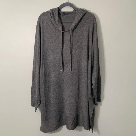 NEW Cyrus dark gray hooded long sleeve tunic pullover sweatshirt - Picture 1 of 9